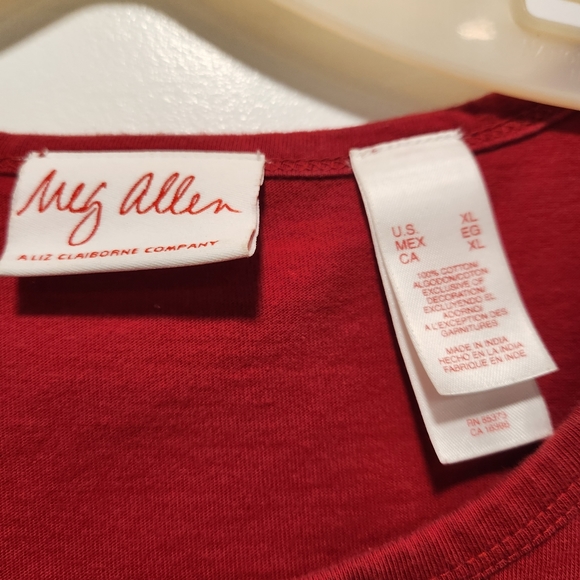 MEG ALLEN WOMEN'S RED T-SHIRT WITH BEADED OUTLINE FLAG SIZE XL - Picture 3 of 3